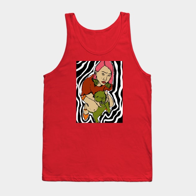 A Girl With A Cat Tank Top by gnomeapple